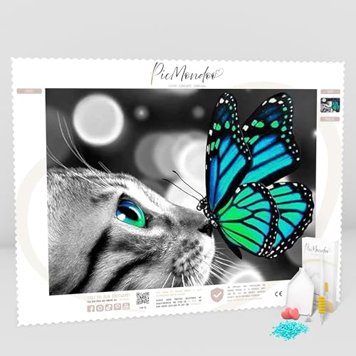 Picmondoo - Diamond Painting Bilder - Liebevolle Katze - Diamond Painting Bild in 20x15cm - Diamond-Painting für Anfänger und alle Altersgruppen - Diamant Painting Bilder mit AB Steinen von Picmondoo