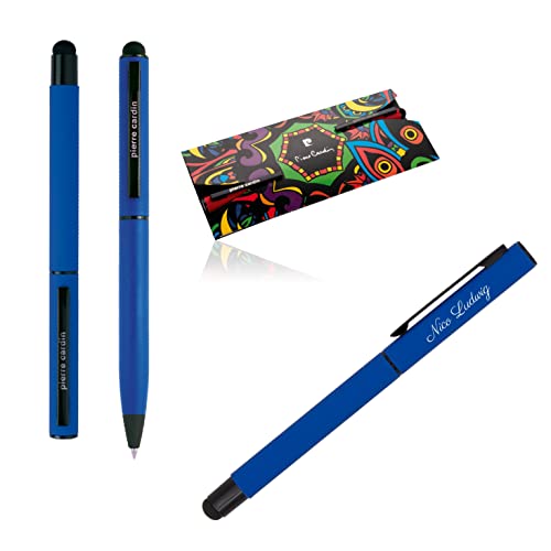 Pierre Cardin® CELEBRATION Set aus Kugelschreiber und Rollerball Pen mit Gravur Premium Stift | Geschenkbox | blaue Mine | personalisiertes Geschenk | graviert | Jahrestag | Geburtstag (Dunkelblau) von Pierre Cardin