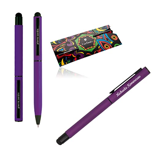 Pierre Cardin® CELEBRATION Set aus Kugelschreiber und Rollerball Pen mit Gravur Premium Stift | Geschenkbox | blaue Mine | personalisiertes Geschenk | graviert | Jahrestag | Geburtstag (Lila) von Pierre Cardin