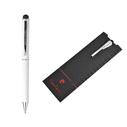 Pierre Cardin® CLAUDIE TouchPen Kugelschreiber mit Gravur | Premium Stift Etui | blaue Mine | edel | personalisiertes Geschenk | Namen | graviert | Jahrestag | Geburtstag (Weiß) von Pierre Cardin