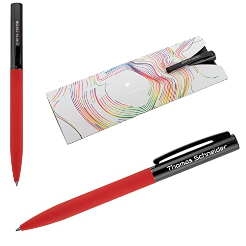 Pierre Cardin® VIVID Kugelschreiber mit Gravur | Premium Stift Etui | blaue Mine | edel | personalisiertes Geschenk | Namen | graviert | Jahrestag | Geburtstag (Rot) von Pierre Cardin