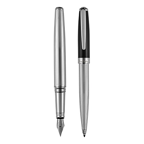 Pierre Cardin Set aus Dreh-Kugelschreiber und Füller Schreib-Set Metall-Kulli ballpoint pen mit Füll-federhalter CHRISTOPHE Set KS FF von Pierre Cardin