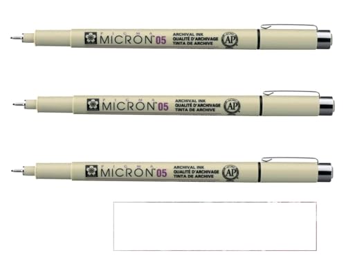 Pigma Sakura MICRON 05 schwarz 3 Stück und 1 Karte von Pigma