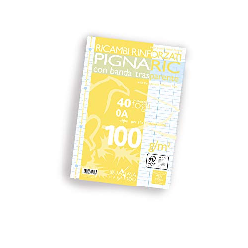 Pigna, 40er-Pack 4-Loch, Ablage, verstärkter Seitenstreifen, Blätter mit verstärkter Lochung, 100 g/m² Papier, A4 Blätter, 21x29,7, 0A, liniert erste und zweite Klasse von Pigna