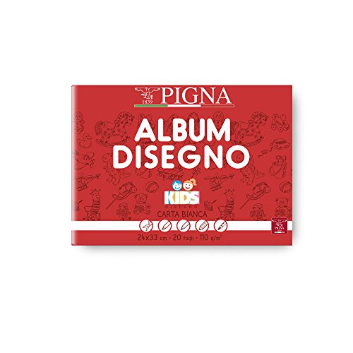 Pigna, Album Disegna Kids, 20 Blatt, 24x33 cm, Metallic-Sticheinband, 110 g/m², einfarbig weiß, 10 von Pigna