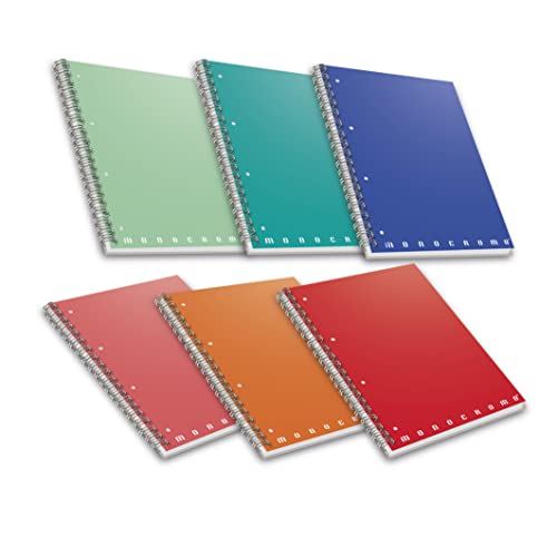 Pigna Spiralgebundene Notizbücher Einfarbig, 4M innen, 4 mm Quadrate, 4 Löcher und Mikroperforationen, 80 g Papier, A5 Format 16x20,5 cm 5 von Pigna