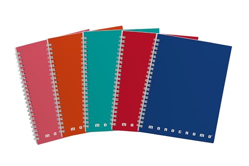 Pigna Maxi Spiral gebundene einfarbige Notizbücher, 5M innen, 5 mm Quadrate, ohne Löcher, mit Mikroperforation, 80 g Papier, Format A4 22X29,7 cm. 5 von Pigna