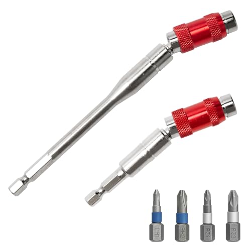 Pilikoll 2 Stück 90mm & 145mm 1/4" Magnetischer Bithalter mit PH1,PH2,PZ1,PZ2 Bit Flexibler Sechskant-Bithalter mit 20 ° Schwenkmodus Magnetspindel Bohrspitze für schmale Räume oder Ecken von Pilikoll