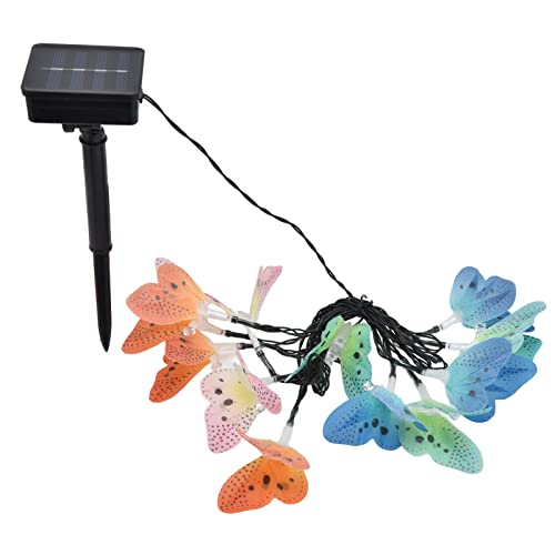 12 LED IP44 Wasserdichte Bunte Schmetterlinge Lampe String Kunststoff,Solar Licht String, PVC-Beleuchtung mit Halterung für Rasen Garten Hof, Solar Licht von Pilipane