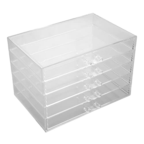 Pilipane Acryl-Schmuck-Organizer,Transparente Acryl-Schmuckschatulle, Acryl-Schubladenaufbewahrung, Box, Staubdichte Ohrring-Aufbewahrungsbox, Organizer Mit 5 Abnehmbaren Schubladen von Pilipane