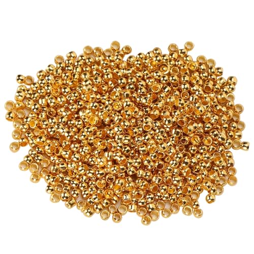 Pilipane Crimp Beads for Jewelry Making,Premium 2mm Copper Crimping Beads for Bracelets, Necklaces, and Craft Projects –Jewelry Crimp Beads for Professional & Hobby U (Gold) von Pilipane