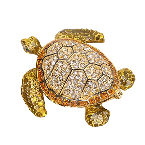 Pilipane Funkelnde Strass-Schildkröten-Figuren mit Magnetschnalle,Schildkröten-Schmuckkästchen, Organizer, Aufbewahrung, Schmuckschatulle für Heimdekoration für Frauen und Mädchen, Schildkröten-S von Pilipane