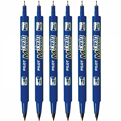 Pilot Marker 6er Set Twin Marker indélibile blau 2 Spitzen-: fein und mittel von Pilot Schreibwaren