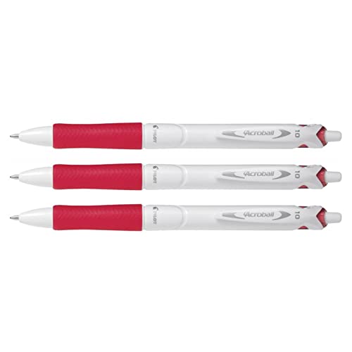 Pilot Set (3ÂStifte Druckkugelschreiber GRIP Acroball Pure White Kugelschreiber 1.0ÂStrichstärke 0,4Âmm rot von Pilot