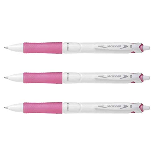 Pilot Set 6 Stifte Druckkugelschreiber GRIP Acroball Pure White Kugelschreiber 1.0 Strichstärke 0,4 mm Rosa von Pilot Pen