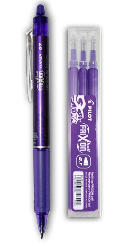 Pilot Frixion Einziehbar 0.7mm mit 4 Multi Purpose Kugelschreiber Minen Set Violett von Pilot-Sets