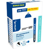 15 + 5 GRATIS: PILOT 100 Permanentmarker blau 1,0 mm, 15 St. + GRATIS 5 St. von Pilot