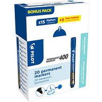 15 + 5 GRATIS: PILOT 400 Permanentmarker blau 1,0 - 4,0 mm, 15 St. + GRATIS 5 St. von Pilot