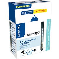 15 + 5 GRATIS: PILOT 400 Permanentmarker schwarz 1,0 - 4,0 mm, 15 St. + GRATIS 5 St. von Pilot