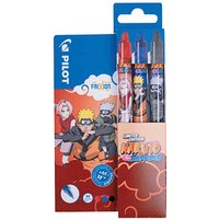 PILOT FRIXION Clicker Naruto Tintenroller rot, blau, schwarz 0,35 mm, Schreibfarbe: farbsortiert, 3 St. von Pilot