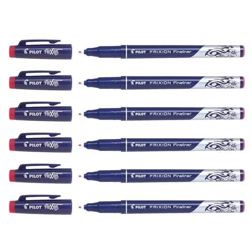 PILOT Fineliner Frixion Filzstifte, radierbar, Rot, Stifte, 6 Stück von Pilot