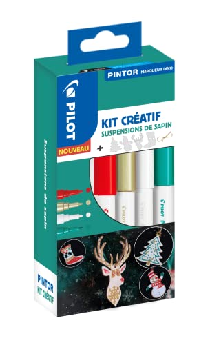 PINTOR Kreativ-Set – Deko-Marker – 8 Weihnachtshänger + 4 Marker feine Spitze von Pilot