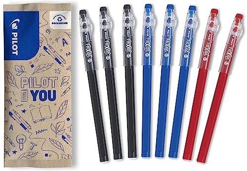 PILOT - 8er-SetFriXion Ball Stick - Gel-Tinte radierbar - 3 Blau, 3 Schwarz und 2 Rot - Der FriXion Kugelschreiber - Für Federmäppchen - Schulartikel - Mittlere Spitze von PILOT