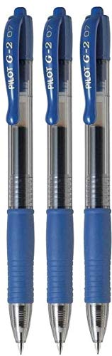 Pilot G2 07 blau fein einziehbar gel Tintenstift Kugelschreiber 0.7mm spitze Spitze 0.39MM Linienbreite nachfüllbar BL-G2-7 (3er Pack), BL-G2-7_BLUE_3, 3 Stück (1er Pack) von Pilot