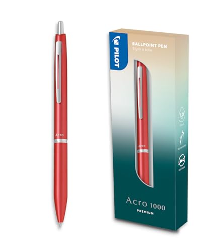 PILOT - Acro 1000 Premium Kugelschreiber in Coral Pink in Geschenkbox - Ultra-weiche Tinte für unvergleichliches Schreiben - Nachfüllbarer Druckkugelschreiber - Schreibfarbe Schwarz - Mittlere Spitze von PILOT