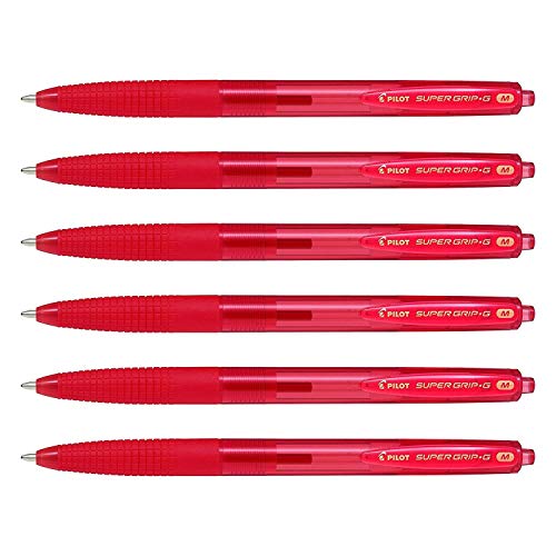 Pilot Kugelschreiber Super Grip G, einziehbar, mittlere Spitze, Rot, 6 Stück von Pilot