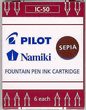 Pilot Namiki 6 Tintenpatronen für Füllfederhalter ohne Deckel, IC-50 Farbe Sepia von Pilot