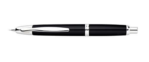 Pilot Pen 1041001B - Füllfederhalter Capless Rhodium, mit Druckmechanik und rhodinierten Zierteilen, Federstärke B, Schwarz, in exklusiver Geschenkbox mit Konverter und schwarzer Patrone von Pilot