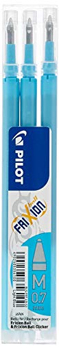 Pilot Pen 2261010F - Ersatzminen Tintenroller Frixion Ball, Stärke 0,7 mm, Schreibfarbe hellblau, radierbar, 3 Stück von Pilot