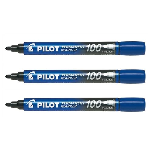 Pilot Permanentmarker SCA 100 Spitze Ogive fein/mittel, Blau, 3 Stück von Pilot