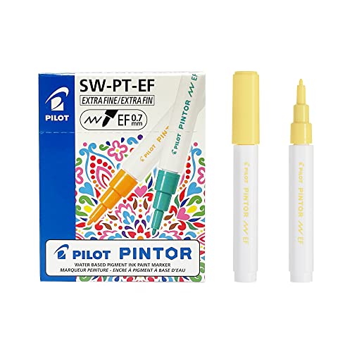 Pilot Pintor Extra Fine Line Bullet Point Marker, 2,3 mm Spitze, Gelb, 6 Stück von Pilot