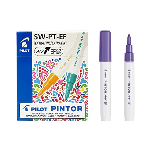 Pilot Pintor Extra Fine Line Bullet Point Marker, 2,3 mm Spitze, Violett, 6 Stück von Pilot