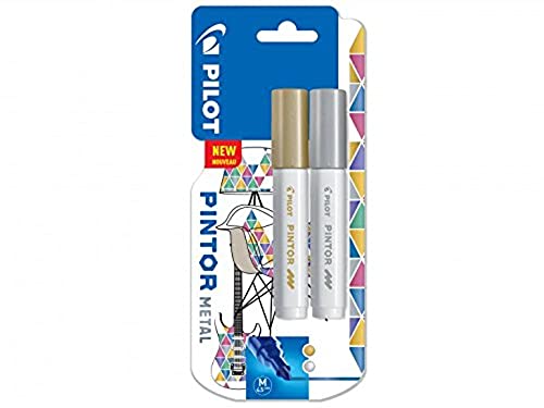 Pilot Pintor Medium Line Bullet Paint Marker, 4,5 mm Spitze, Gold und Silber, 2 Stück von Pilot