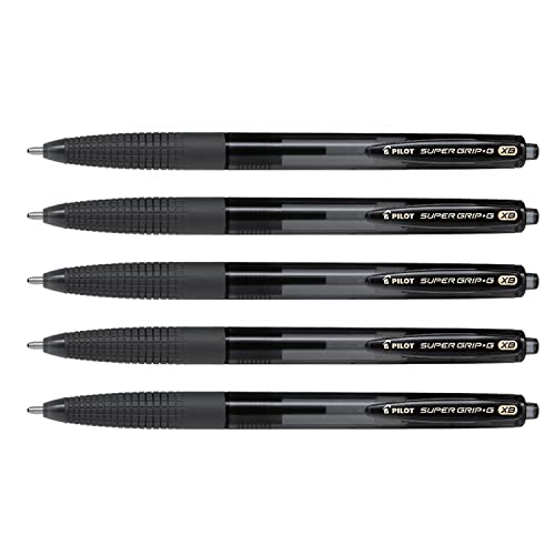 Pilot Supergrip G Kugelschreiber, einziehbar, extrabreite Spitze, Schwarz, 5 Stück von Pilot