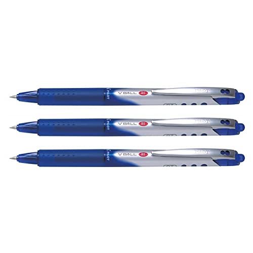 Pilot V-Ball 7 RT Kugelschreiber, einziehbar, mittlere Spitze, Blau, 3 Stück von Pilot