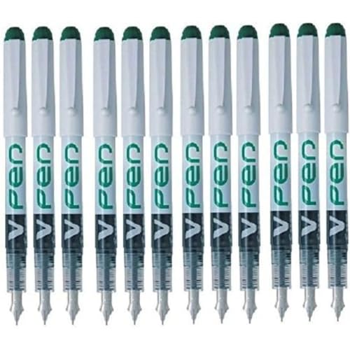 Pilot V-Pen Füllfederhalter 4 mm Strichbreite grüne Tinte 12 Stück von Pilot