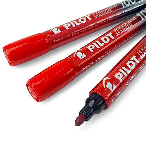 Pilot sca-100 Bullet Point Permanent Marker Pen – Fine 4.0 mm-4.5 mm Tipp – Rot – Set von 3 von Pilot