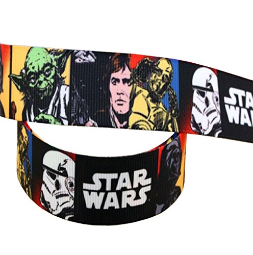 Star Wars Cartoon-Stil 2 m x 22 mm Breite für personalisierbare Geburtstagskuchendekoration, Schleifenaufsätze oder Verpackungen für Taschen, Boxen, Ballon, Schnurkarten, Kunstwerk von Pimp My Shoes