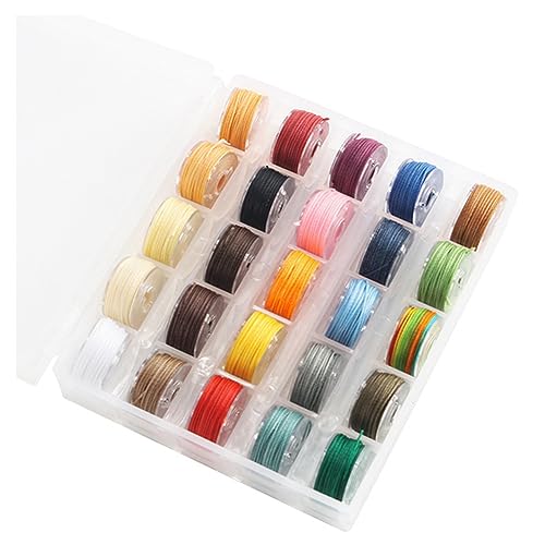 Pinafresa 25 Farben/Wachsfaden, Polyesterfaden, Gewachster Faden, Box-Set, Gewebtes Armband für Lederhandwerk, Nähen, Heimwerken, 0,45 0,55 0,65 Mm, Einfach zu Verwenden von Pinafresa