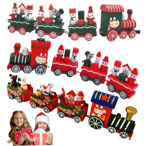 3pcs Weihnachtszug Dekor süße hölzerne Mini -Weihnachtszug 3 Styles Zug Exquisite kreative Zugdekor für Kinder Geschenkfestival Party Home Dekoration, Weihnachtsbaumzug von Pineeseatile