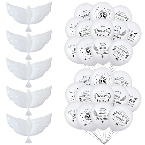 50 PCs Taubenballons für die Sky White Memorial Ballons mit 5 PCs Pace Dove -Ballons Personalisierbarer Schreibweite weiß wiederverwendbarer Latex Memorial Release Memorial Balloons veröffentlichen von Pineeseatile