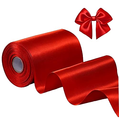 Bänder zum Handwerk breiter Band 4 Zoll x 22 yd Hochzeitsauto Ribbon Cuttable Dicke doppelseitige Bänder zum Handwerk für Zeremonie Bogen Hochzeitsstühle Festzug Flügel Rote Hochzeitsbänder Stuhl Rüc von Pineeseatile