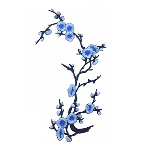 Blossom Applique Pflaumen bestickte Flecken DIY nähen Sie Kleidung Accessoire für Jackenbeutel hellblau, Pflaumenflecken von Pineeseatile