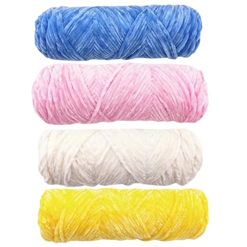 Chenille Garn 4 Rollen 0,12 Zoll Dicke Dicke Häkelgarn Mehrfarbige weiche dicke Wolle für Strickprojekte Pinsel Pullover DIY-Taschen Garn von Pineeseatile