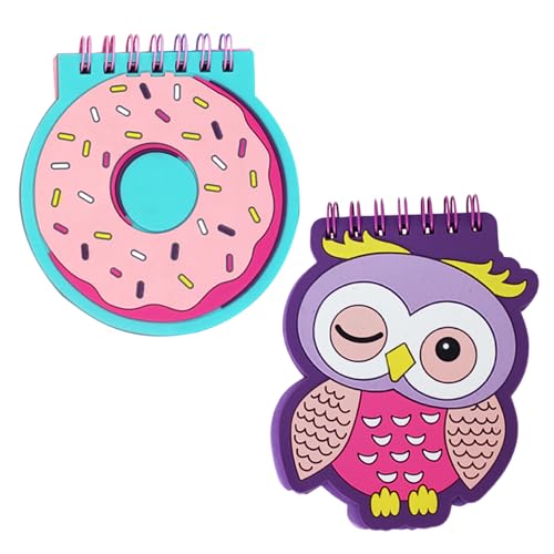 Mini -Notizbilder Mini Spiral Notebook 2pcs kleine Memo -Pad süße Donut -Eule Mini -Taschen -Notebook Flexible Bindungsringe Mini -Notizbilder PVC Cover Steno Pads für Mädchen Stil 1 1 von Pineeseatile