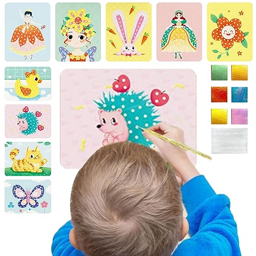 Pineeseatile Poke Art Craft Kids Kids Poke Art DIY 661pcs/Set handbemalte Poke Malerei Kindheit Unendlicher Traum 3D DIY Cartoon Märchen Poke Kunsthandwerk für Kindergeschenk Märchen Königreich von Pineeseatile